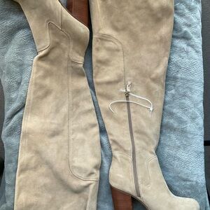 Tan Suede Knee-High Boots